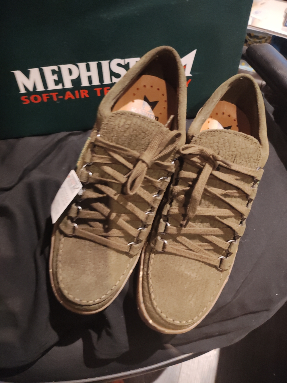 Mephisto Men's Olive Green Suede Lace-Up Sneakers 8.5